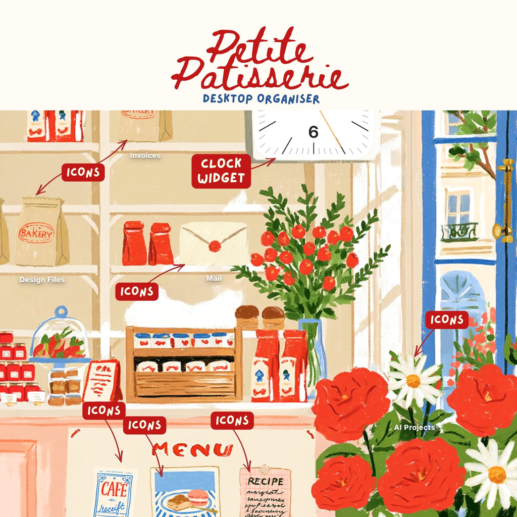 Petite Patisserie Desktop Organiser | 99 Icons + 5 Wallpapers