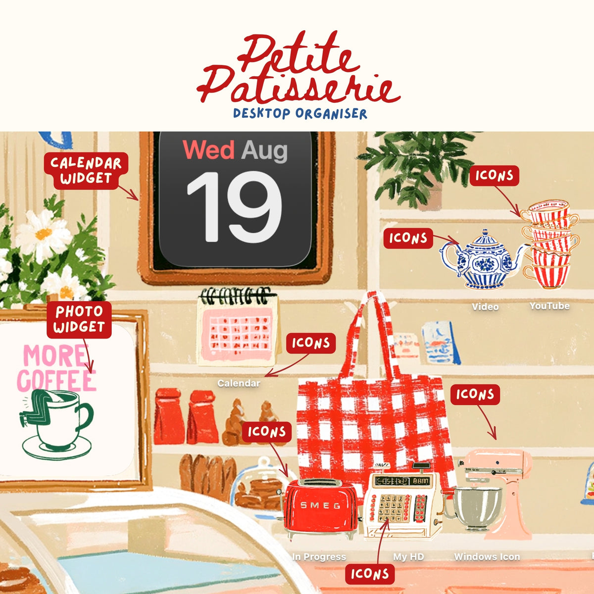 Petite Patisserie Desktop Organiser | 99 Icons + 5 Wallpapers