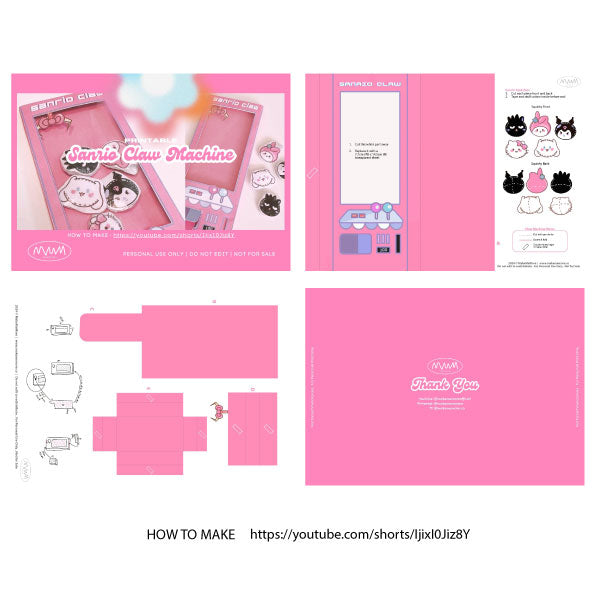 FREE | Sanrio Claw Machine Paper Printable | Personal Use only
